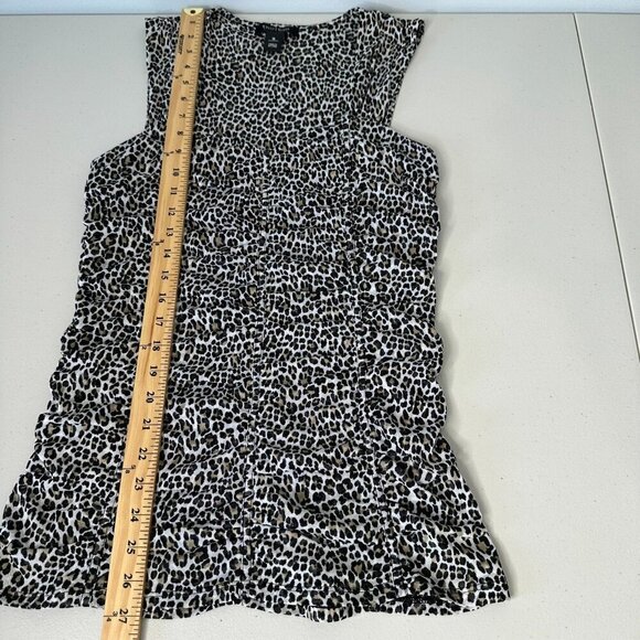 White House Black Market Sleeveless Top Womens Size M Leopard Mesh Ruched Chic - Picture 8 of 8